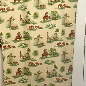 Cream Safari Animal Print Fabric Panel with Green & Brown Accents